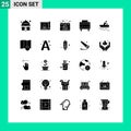 25 User Interface Solid Glyph Pack of modern Signs and Symbols of rowing, travel, calendar, suitcase, sport
