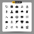 25 User Interface Solid Glyph Pack of modern Signs and Symbols of science, tree, tramway, plug, hand