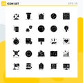 25 User Interface Solid Glyph Pack of modern Signs and Symbols of secure, stiched, building, sport, ball