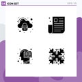 4 User Interface Solid Glyph Pack of modern Signs and Symbols of security, book, secure, newspaper, head