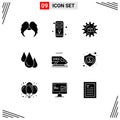 9 User Interface Solid Glyph Pack of modern Signs and Symbols of train, science, atoumated, learn, biology