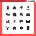 16 User Interface Solid Glyph Pack of modern Signs and Symbols of video, filam, celebration, light, interior