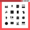 16 User Interface Solid Glyph Pack of modern Signs and Symbols of waiter, close, data, board, ribbon