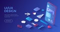 User Interface UI and User Experience UX design. Interface construction. Mobile application, program development. Royalty Free Stock Photo