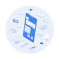User Interface UI and User Experience UX design. Interface construction. Mobile application, program development. Royalty Free Stock Photo