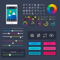 User interface vector phone laptop tab device mobile app indicators download progress ui-ux web interface design Royalty Free Stock Photo