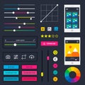User interface vector phone laptop tab device mobile app indicators download progress ui-ux web interface design Royalty Free Stock Photo
