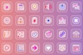 User interface web glassmorphic icons set. Pack outline pictograms of home, folder, location, audio, chat, battery charge,