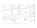 User interface wireframe layout design with multiple panels and elements Royalty Free Stock Photo