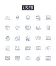 User line icons collection. Consumer, Client, Customer, Patron, Account holder, Member, Account owner vector and linear