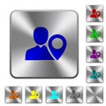 User location rounded square steel buttons Royalty Free Stock Photo