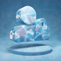 User Lock icon. Cracked blue Ice User Lock symbol on blue snow podium. Royalty Free Stock Photo