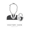 User login or authenticate icon, flat design style, Secure profile or profile lock icon Royalty Free Stock Photo