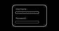 User login credentials simple ui animated page with input fields and asterisk sign for encryption. Royalty Free Stock Photo