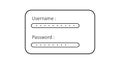 User login credentials simple ui animated page with input fields and asterisk sign for encryption. Royalty Free Stock Photo