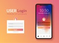 User login interface smartphone template. Mobile phone login ui clean design. Vector account sign app Royalty Free Stock Photo