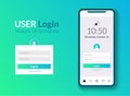 User login interface smartphone template. Mobile phone login ui clean design. Vector account sign app Royalty Free Stock Photo