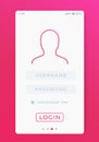 User Login, mobile interface vector template