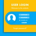 User Login window, login page for website