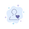 User, Love, Heart Blue Icon on Abstract Cloud Background Royalty Free Stock Photo