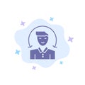 User, Male, Client, Services Blue Icon on Abstract Cloud Background Royalty Free Stock Photo