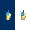 User, Man, Mind Programming, Art Icons. Flat and Line Filled Icon Set Vector Blue Background