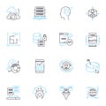 User management linear icons set. Authentication, Authorization, Roles, Permissions, Access, Accounts, Groups line