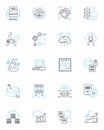 User management linear icons set. Authentication, Authorization, Roles, Permissions, Access, Accounts, Groups line