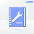 User manual book icon symbol. booklet icon, maintenace manual, instruction book, User`s guide for technical or maintenance terms