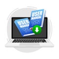 User manual Books download icon. Textbook with bookmark. Diary or notebook. Vector illustration. Royalty Free Stock Photo