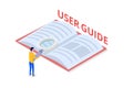 User manual, guide, instruction, guidebook, Handbook isometric concept.