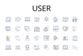 User line icons collection. Consumer, Client, Customer, Patron, Account holder, Member, Account owner vector and linear