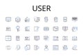 User line icons collection. Consumer, Client, Customer, Patron, Account holder, Member, Account owner vector and linear