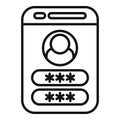 User passcode access icon outline vector. Register verify