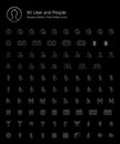 User and People Pixel Perfect Line Icons for Black Background Royalty Free Stock Photo