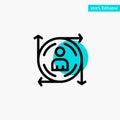 User, Predication, Arrow, Path turquoise highlight circle point Vector icon