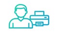 User with Printer, Document Production and Office Work Icon, vector design Generative AI Royalty Free Stock Photo