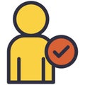 User profile with accepted check mark vector icon