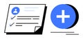 User Profile and Account Creation Concept with Checklist and Add Button Icon Royalty Free Stock Photo