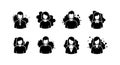 User profile avatar icons set with abstract ink splash backgrounds in black and white style vector illustration Royalty Free Stock Photo
