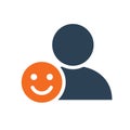 User profile with happy face line icon. Smile rating, feedback symbol