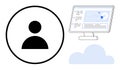 User Profile Icon with Cloud Computing and Data Management on Digital Interface Royalty Free Stock Photo
