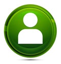 User profile icon glassy green round button illustration
