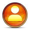 User profile icon shiny bright orange round button illustration