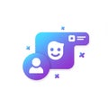User profile icon and a smiling face on a blue-to-purple gradient Royalty Free Stock Photo