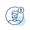 User profile pic with dollar sign. Member with paid subscription. Pixel perfect, editable stroke