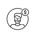 User profile pic with dollar sign. Member with paid subscription. Pixel perfect icon