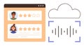 User Reviews and Cloud Audio Technology Concept with Rating System and Sound Wave Royalty Free Stock Photo