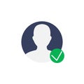 User profile symbol with check mark. verified account icon vecto Royalty Free Stock Photo