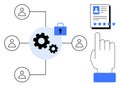 Digital Workflow with User Profiles, Security Lock, Rating System, and Gear Network Connections Royalty Free Stock Photo